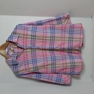 Alia Petites Women's Purple Pink White Plaid Button Up Shirt, 10P